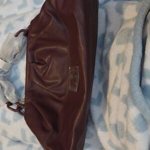 Elegant Brown Leather Clutch Or Crossbody NWT